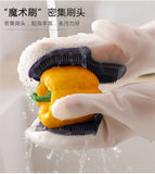 Brush ပါတဲ့ဆီလီကွန်ပန်းကန်ဆေးလက်အိတ် (HKCWG001)